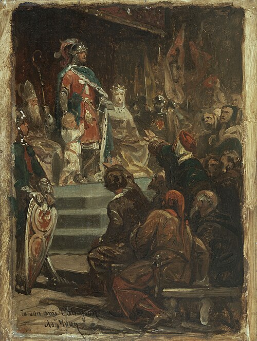 Esquisse pour l'Hôtel de Ville de Paris : Philippe Auguste avant de partir pour la Terre Sainte, con, 1862, Adolphe Yvon