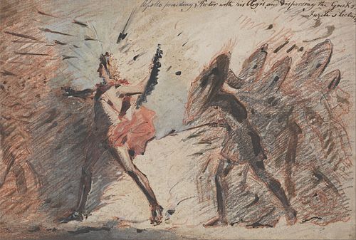 Apollo Preceding Hector with His Aegis, and Dispersing the Greeks, Fuseli's Lectures, , John Flaxman
