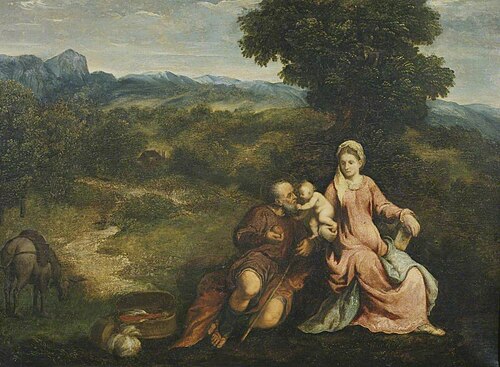 Rest on the Flight into Egypt, 1525, Paris Bordone