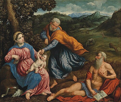 The Holy Family with St. Jerome, , Paris Bordone