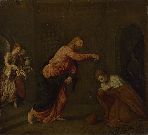Christ baptising Saint John Martyr, 1565, Paris Bordone