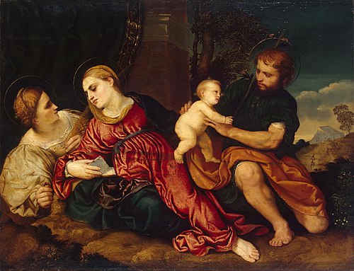 Holy Family with St Catherine, 1520, Paris Bordone