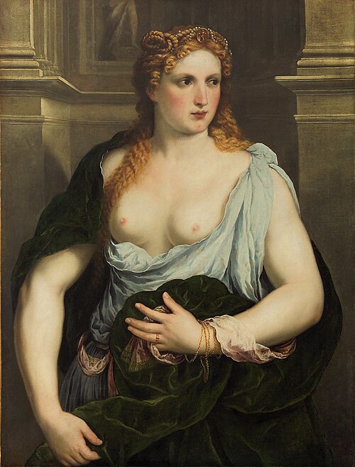 Donna con il mantello verde, 1550, Paris Bordone