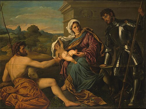 Madonna and Child with Saint John the Baptist and Saint George (Holy Conversation), 1530, Paris Bordone