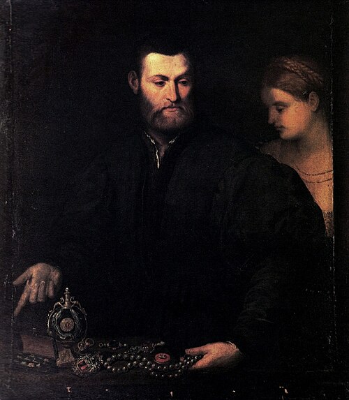 Ein Juwelier mit einer Dame, 1550, Paris Bordone