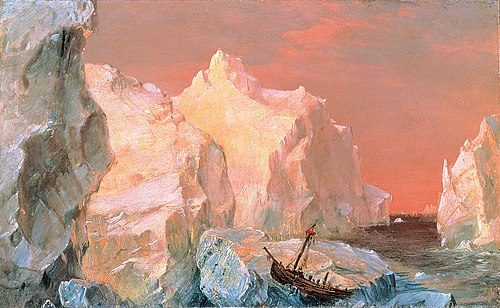 Icebergs and Wreck in Sunset, 1860, Frederic Edwin Church