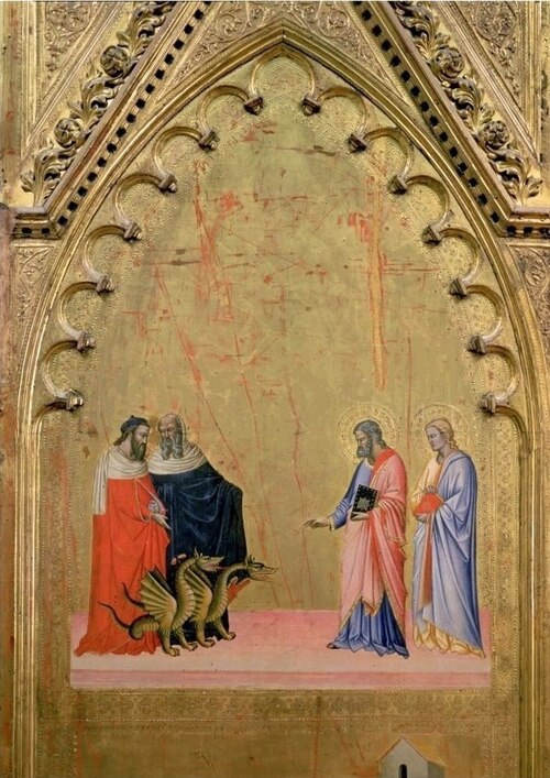 Matthew Quelling Dragon, 1367, Orcagna