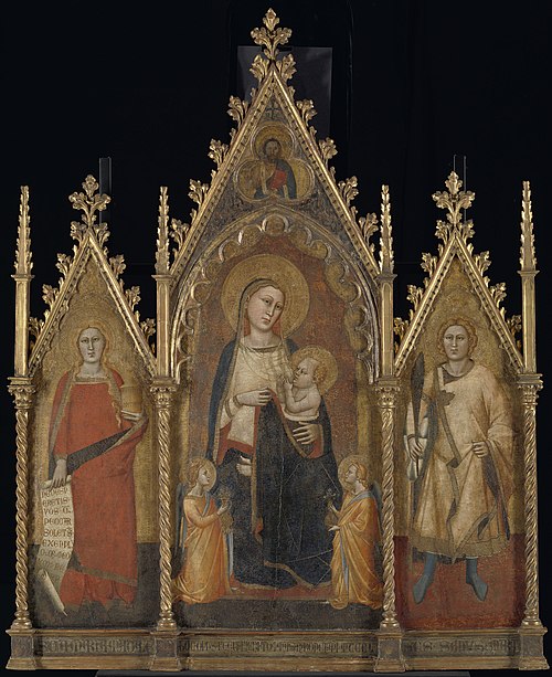 Triptych with the Virgin and Child, and Saints Mary Magdalene and Ansanus, 1350, Orcagna