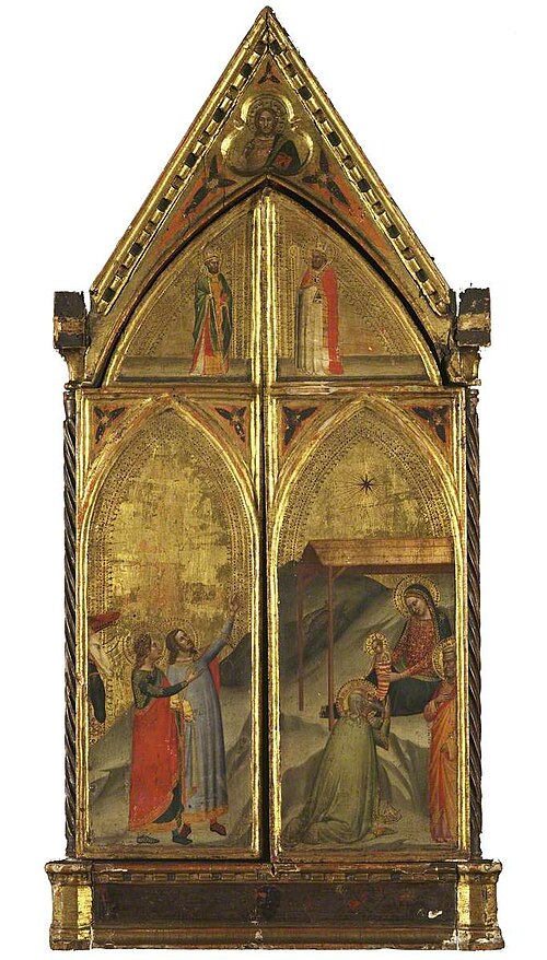 The Virgin and Child Enthroned with Saints (triptych, closed), 1338, Bernardo Daddi