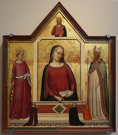 madonna tra s. caterina e s. zanobi coi donatori, 1350, Bernardo Daddi