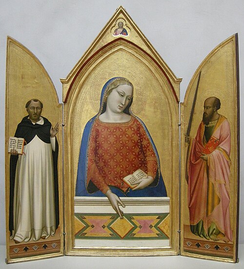 vergine maria tra i santi tommaso d'aquino e paolo, 1330, Bernardo Daddi