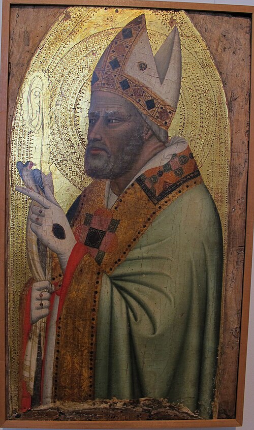 Holy bishop wit a goldfinch, 1350, Bernardo Daddi