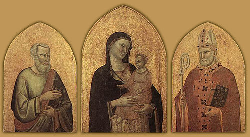 Madonna and Child with Sts Matthew and Nicholas, 1328, Bernardo Daddi