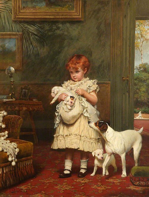 Girl with Dogs, 1893, Charles Burton Barber