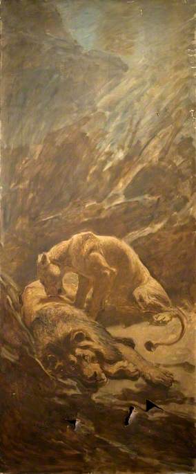 A Lion and a Lioness, , Charles Burton Barber