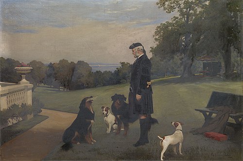 John Brown (1827-1883) with dogs at Osborne, 1883, Charles Burton Barber