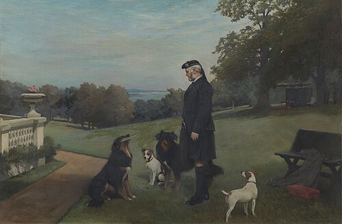 John Brown (1827-1883) with dogs at Osborne, 1883, Charles Burton Barber