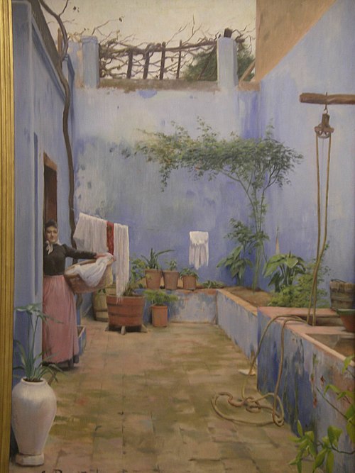 The blue Yard, 1892, Santiago Rusiñol
