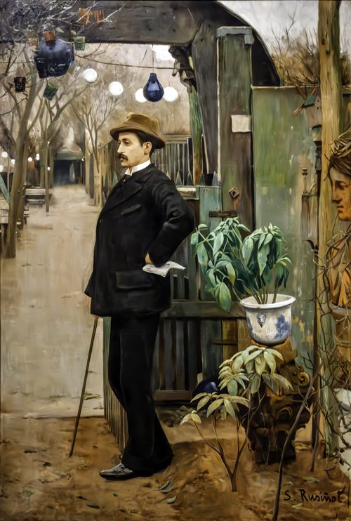 Portrait of Miquel Utrillo à l'entré du Moulin de la Galette, 1890, Santiago Rusiñol