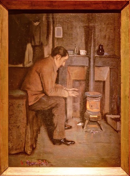 Retrat d'Utrillo davant l'estufa, 1890, Santiago Rusiñol