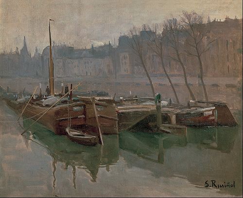 Boats on the Seine, 1894, Santiago Rusiñol