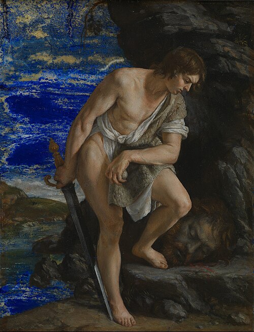David contemplating the Head of Goliath, 1612, Orazio Gentileschi