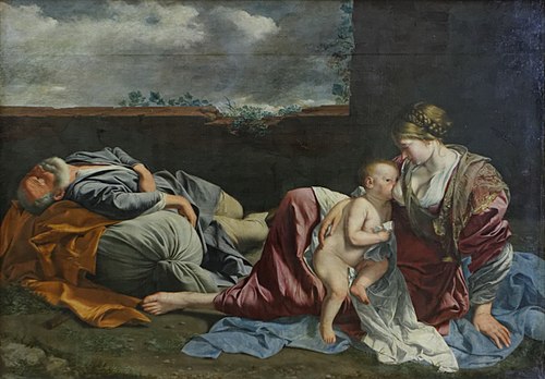 Le Repos de la Sainte Famille pendant la fuite en Égypte, 1628, Orazio Gentileschi