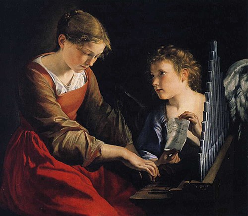 Sainte Cécile avec un ange, 1618, Orazio Gentileschi