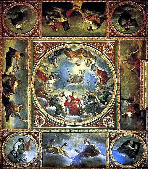 Une allégorie de la paix et des arts sous la couronne anglaise, 1639, Orazio Gentileschi
