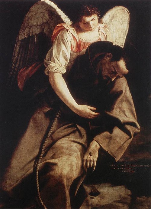 St Francis and the Angel, 1612, Orazio Gentileschi