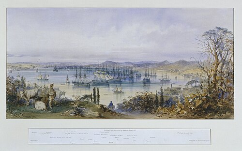 The Allied Fleets Anchored in the Bosphorus, 1853, Amedeo Preziosi