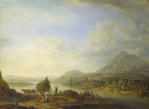 Rhine view with Hay Wagon, 1755, Christian Georg Schütz d.J.