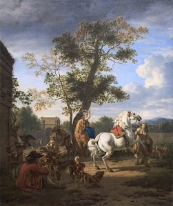 A Hunting Party in the Grounds of a Country House, 1662, Adriaen van de Velde