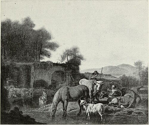 Landscape with horse, sheep, shepherds and other animals, 1665, Adriaen van de Velde