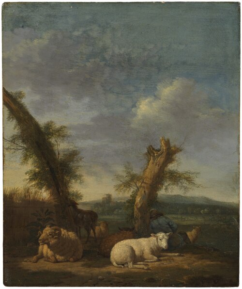 Landscape with Sheep and a Sleeping Shepherd, 1657, Adriaen van de Velde