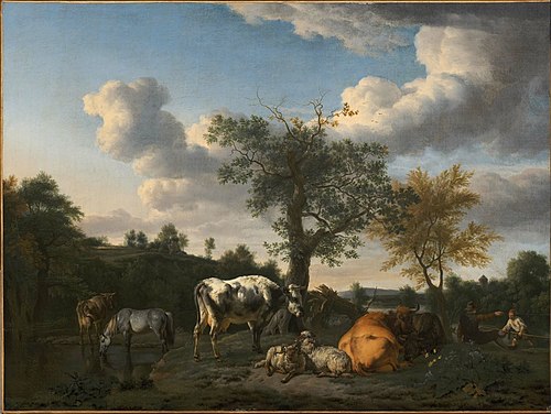 Cattle and Sheep in a River Landscape, 1663, Adriaen van de Velde