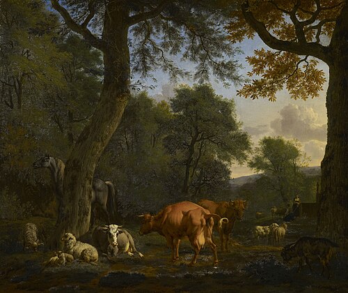 A Woodland Glade with Animals and Figures, 1664, Adriaen van de Velde