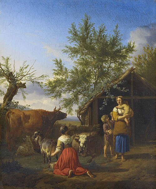A Woman Milking a Goat outside a Barn, 1666, Adriaen van de Velde