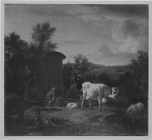 Herde und Hirten am Brunnen, 1670, Adriaen van de Velde