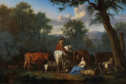 Landscape with cattle and figures, 1664, Adriaen van de Velde
