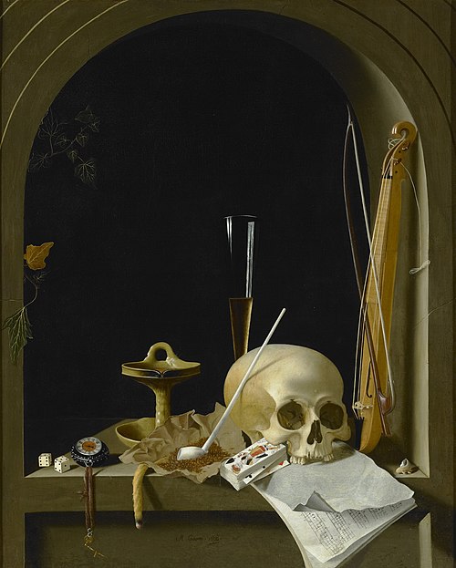 Vanitas still life in a niche, 1688, Adriaen Coorte