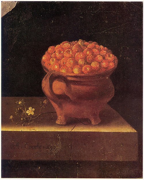 Strawberries in a Stone Jar, 1697, Adriaen Coorte