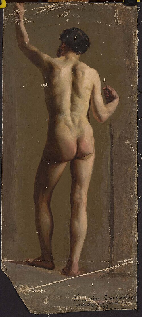 Nude of a standing man, back view, 1873, Kazimierz Alchimowicz