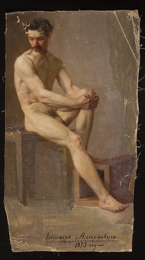 Nude of a seated man, 1873, Kazimierz Alchimowicz
