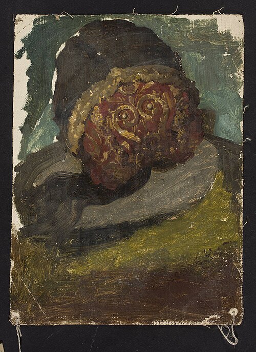 Woman's head in a cap, back view, study for the painting “Defence of Olsztyn by Karliński”, 1880, Kazimierz Alchimowicz
