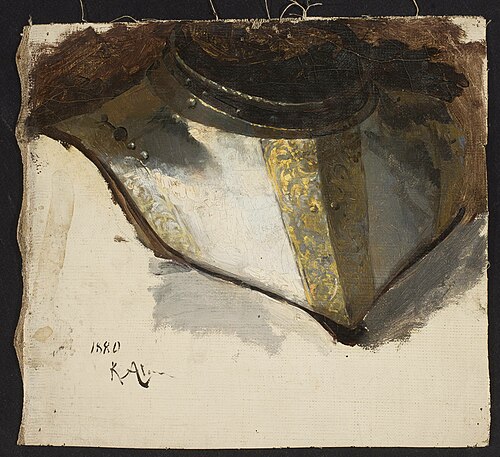 Armour bevor of Late Renaissance, study, 1880, Kazimierz Alchimowicz