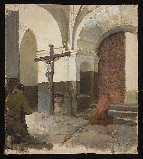In the church porch, 1904, Kazimierz Alchimowicz