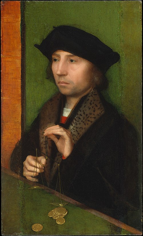 Man Weighing Gold, 1515, Adriaen Isenbrant