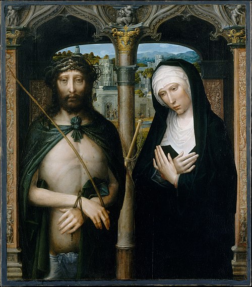 Christ Crowned with Thorns (Ecce Homo), and the Mourning Virgin, 1530, Adriaen Isenbrant