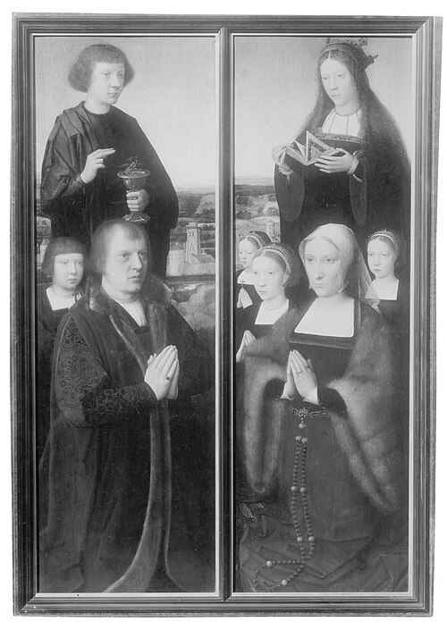 Volet de droite d un triptyque. Le DONATEUR PROTÉGÉ PAR SAINT, 1530, Adriaen Isenbrant